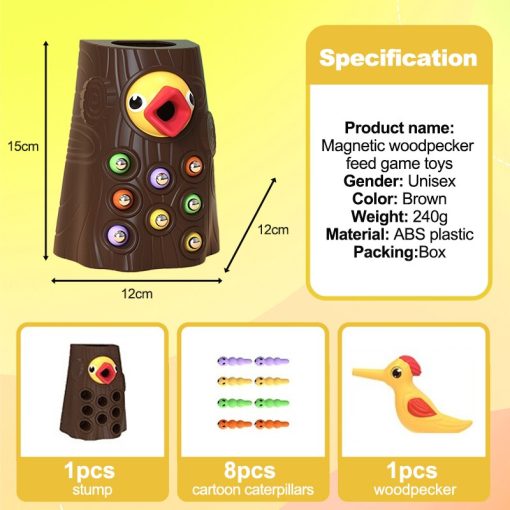 Woodpecker Catching Worms And Feeding Game Toys Montessori Toddler Magnetic Set Fine Motor Skill Preschool Toys For Kids