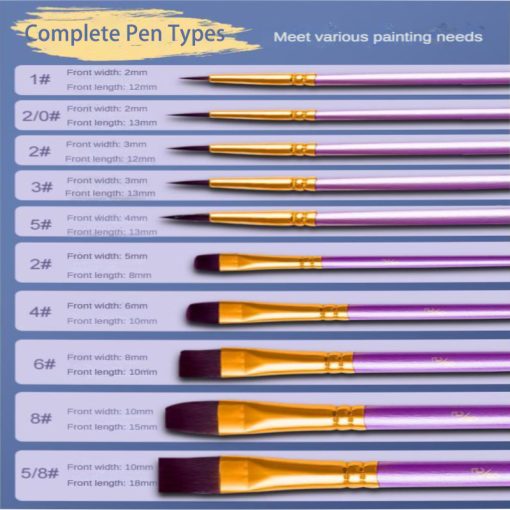 10 Pcs Set Nylon Hair Children'S Artists Painting Brush Art Special Multifunction Hook Line Short Pointed Pen Available 4 Colors