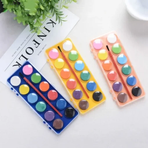 12 Colors Solid Watercolor Paints Paintbrush Set Pigments Painting Brush For Children Kid Diy Art Painting Drawing Tools Kit