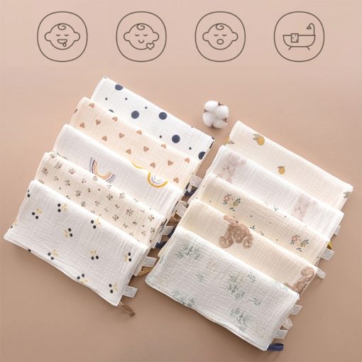 1Pc Cotton Gauze Baby Face Towel Cartoon Muslin Newborn Bath Towel Handkerchief Soft Absorbent Boys Girls Burp Cloths Washcloth