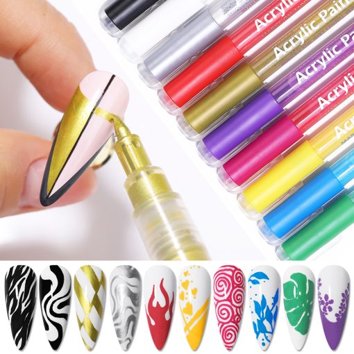 1Pc Nail Art Graffiti Pen Abstract Lines Flower Sketch Waterproof Drawing Pen 3D Nail Art Accessories Nail Art Painting Tool