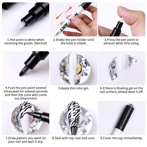 1Pc Nail Art Graffiti Pen Abstract Lines Flower Sketch Waterproof Drawing Pen 3D Nail Art Accessories Nail Art Painting Tool