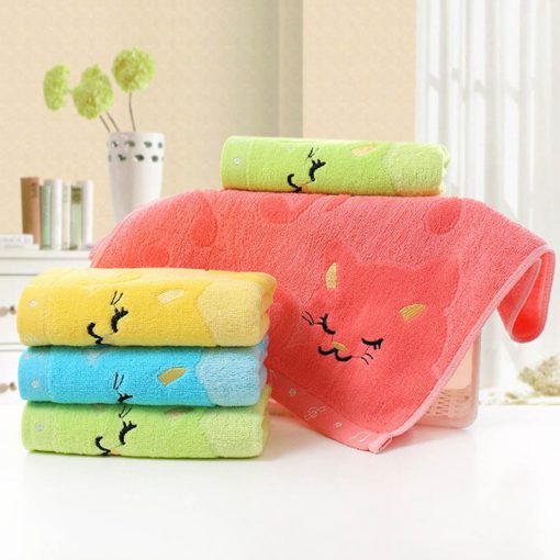 1Pc Soft Children Baby Towel Washcloth Bathing Feeding Cartoon Cat Cotton Towel For Newborn Infant Handkerchief Shower Cloth