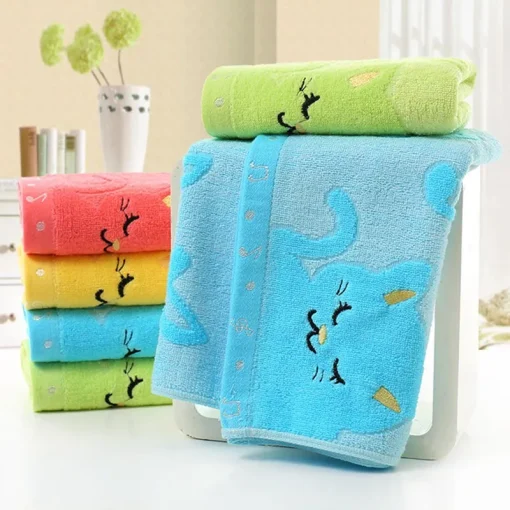 1Pc Soft Children Baby Towel Washcloth Bathing Feeding Cartoon Cat Cotton Towel For Newborn Infant Handkerchief Shower Cloth