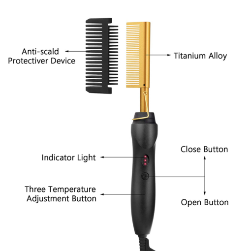 3 In 1 Electric Heating Comb Hair Straightener Curler Wet Dry Hair Iron Straightening Brush Hair Styling Tool