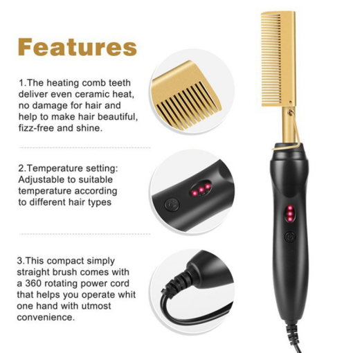 3 In 1 Electric Heating Comb Hair Straightener Curler Wet Dry Hair Iron Straightening Brush Hair Styling Tool