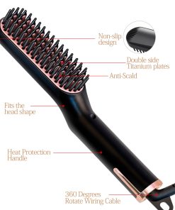 3 In 1 Men Beard Hair Straightening Brush Heated Comb Multifunctional Straightener Styler Tool Ceramic Comb Quick Hair Styler