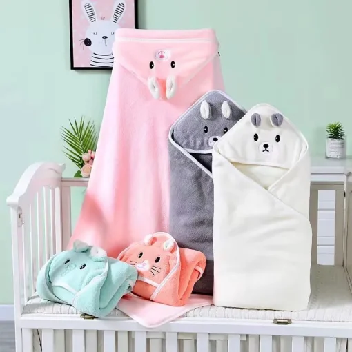 Baby Bath Towel Baby Towel Newborn With Hood Cartoon Coral Fleece Infant Towels Blanket Newborn Baby Bathrobe Infant Babys Stuff