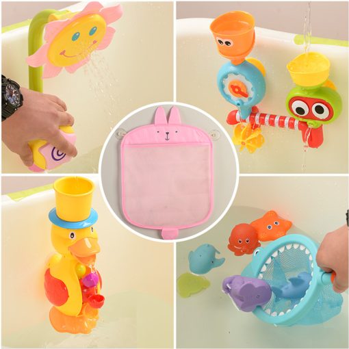 Baby Bath Toys Cute Mesh Net Toy Storage Bag Strong Suction Cups Bath Game Bag Bathroom Organizer Water Toys For Kids