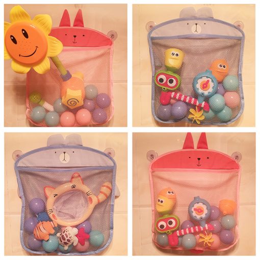 Baby Bath Toys Cute Mesh Net Toy Storage Bag Strong Suction Cups Bath Game Bag Bathroom Organizer Water Toys For Kids