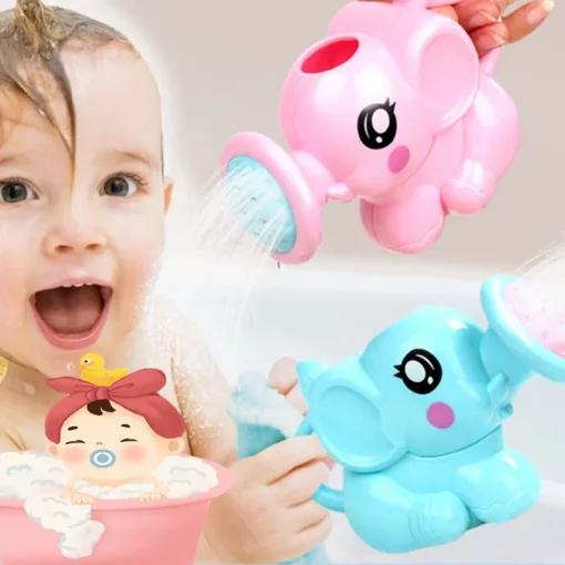 Baby Cartoon Elephant Shower Cup Newborn Child Shower Shampoo Sup Baby Shower Water Spoon Bath Cup Baby Tubs Toy Shower Products