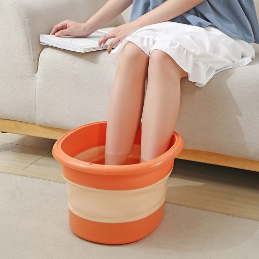 Foldable Foot Bath Bucket Massage Foot Wash Basin Home Laundry Tub Bucket Children'S Foot Bath Basin Portable Foot Soak Tub Lid