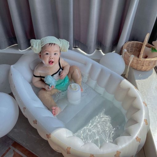 Multifunctional Baby Pvc Inflatable Baby Bathtub Chair Cute Bear Foldable Baby Tub Summer Infant Bathing Stool Swimming Pool