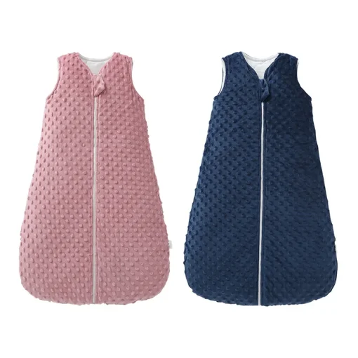 Winter Autumn And Quilted Thick Warm Vest Type Baby Sleeping Bag 3D Velvet Anti-Kick Bedding Swaddle Blanket For Toddlers