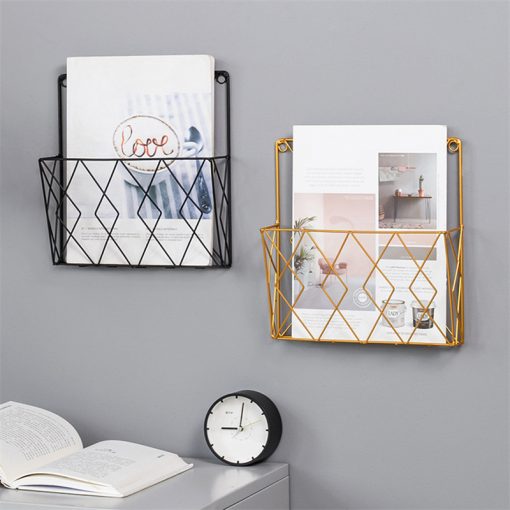 1Pc Modern Wall Mounted Magazines Newspaper Storage Rack Home Bedroom Hanging Book Display Shelf