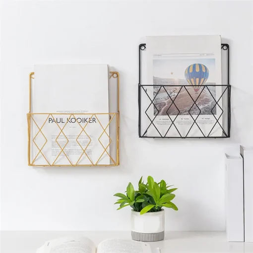 1Pc Modern Wall Mounted Magazines Newspaper Storage Rack Home Bedroom Hanging Book Display Shelf