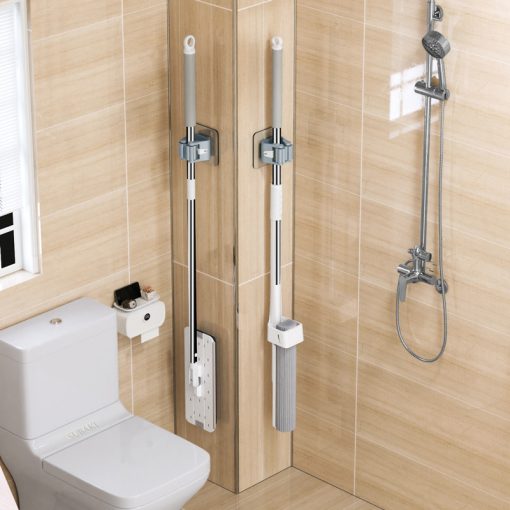 2/4Pcs Home Storage Rack Bathroom Suction Hanging Pipe Traceless Hooks Wall Mounted Mop Organizer Holder Waterproof Broom Hanger
