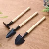 3 Piece Set Mini Gardening Potting Tools Wooden Handle Shovel Rake Shovel Multifunctional Household Plant Bonsai Tools