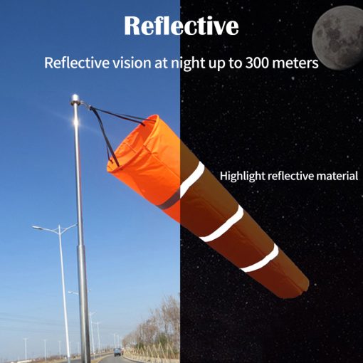 60/80/100Cm Windsock Outdoor Wind Direction Measurement Reflective Belt Rip-Stop Weather Vane Airport Garden Farm Outdoor Decor