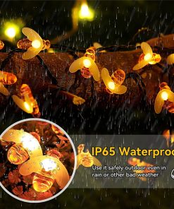Allilit Solar String Light 20 Led Cute Bee Outdoor Wedding Garden Patio Party Christmas Tree Honeybee Starry Fairy Decor Lamp