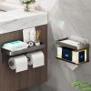 Aluminum Toilet Paper Holder With Storage Tray Wall-Mounted Bathroom Accessories Organizer Rack Shelf Toilet Tissue Roll Holder