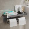 Aluminum Toilet Paper Holder With Storage Tray Wall-Mounted Bathroom Accessories Organizer Rack Shelf Toilet Tissue Roll Holder