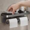 Aluminum Toilet Paper Holder With Storage Tray Wall-Mounted Bathroom Accessories Organizer Rack Shelf Toilet Tissue Roll Holder