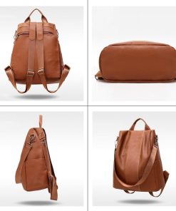 Anti-Theft Leather Backpack Women Vintage Shoulder Bag Ladies High Capacity Travel Backpack School Bags For Girls Mochila Mujer