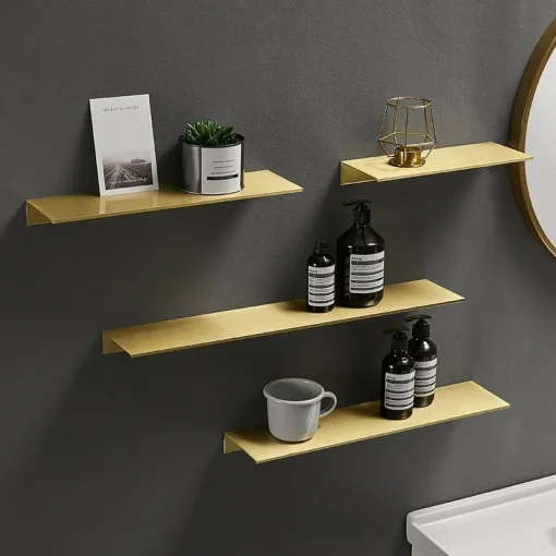 Brushed Gold Black White Bathroom Storage Rack 30-50Cm Modern Bathroom Shelves Kitchen Wall Shelf Home Accessories
