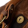 Casual Oil Wax Canvas Backpacks Vintage Waterproof Large Capacity Travel Bag Women Mochila Leather Laptop Drawstring Rucksack