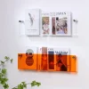 Colored Acrylic Book Shelf Creative Storage Shelf Wall Mounted Perforated Magazine Wall Mounted Reading Display Shelf