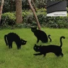 Creative Black Cat Garden Silhouette Stakes Halloween Ornament Cat Silhouette Decorations Yard Sign Courtyard Lawn Scary Decor