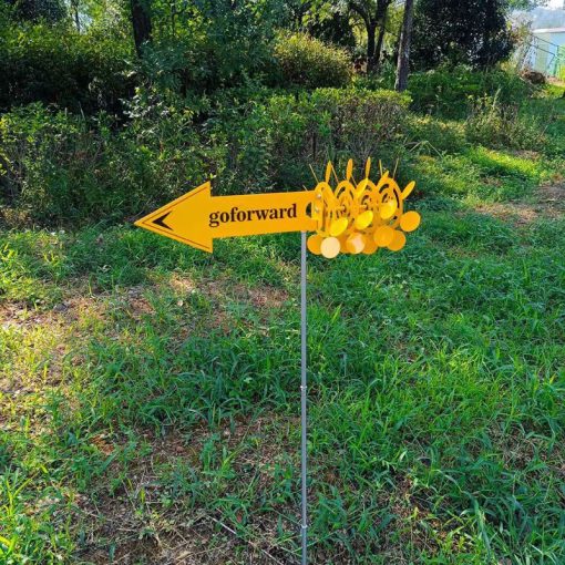 Creative Road Sign Windmill Outdoor Garden Windmills Weather Vane Weather Resistant For Yard Garden Patio Sculpture Wind Spinner