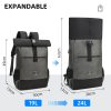 Expandable Waterproof Usb Computer Backpacks Bags Lightweight Pu Leather Men Luxury Roll Top Rucksack For Women Men Mochilas