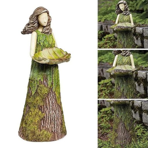 Fairy Tale Forest Girl Bird Feeder Artifact Statue Yard Lawn Decoration Resin Ornaments Outdoor Garden Decor