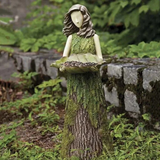 Fairy Tale Forest Girl Bird Feeder Artifact Statue Yard Lawn Decoration Resin Ornaments Outdoor Garden Decor