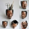Flower Pot Human Face Vase Rapper Snoop Dogg Man Human Smile Face Planter Pot Pen Pencil Holder Desktop Garden Decor