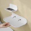 Foldable Wall Shelf Punch- Wall-Mounted Plastic Floating Shelf Household Bathroom Toilet Towel Clothes Storage Rack