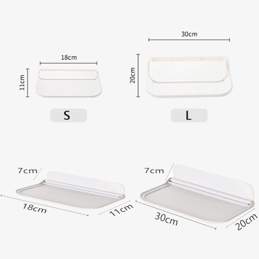 Foldable Wall Shelf Punch- Wall-Mounted Plastic Floating Shelf Household Bathroom Toilet Towel Clothes Storage Rack