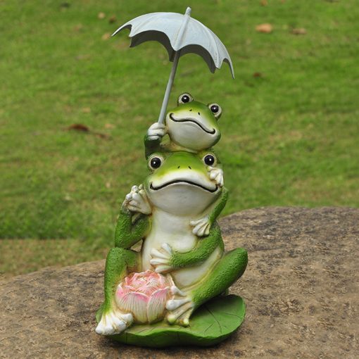 Frog Resin Statue Garden Cartoon Figurines Animals Gnome Sculptures Gardening Crafts Ornaments Yard Balcony Outdoor