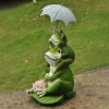 Frog Resin Statue Garden Cartoon Figurines Animals Gnome Sculptures Gardening Crafts Ornaments Yard Balcony Outdoor