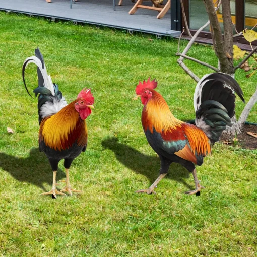 Garden Rooster Decor Outdoor Backyard Decoration Chicken Figurine Weatherproof Hen Figurine For Patio Hens For The Garden