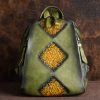 Retro Embossed Floral Backpack For Women Genuine Cowhide Leather Fashion Women Bag Solid Color Muti-Function Backpacks