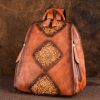 Retro Embossed Floral Backpack For Women Genuine Cowhide Leather Fashion Women Bag Solid Color Muti-Function Backpacks