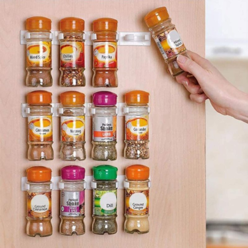 Holds 5-20 Jars Spice Gripper Clip Strips Spice Bottle Rack Kitchen Storage Wall Mount Ingredient Clip Cabinet Organizer Holder