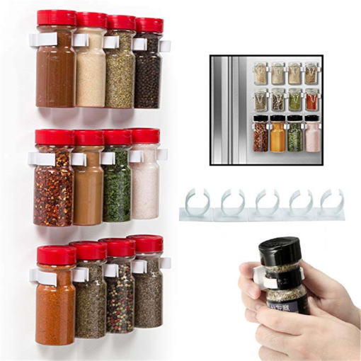 Holds 5-20 Jars Spice Gripper Clip Strips Spice Bottle Rack Kitchen Storage Wall Mount Ingredient Clip Cabinet Organizer Holder