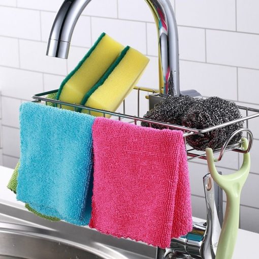 Kitchen Stainless Steel Sink Drain Rack Sponge Storage Faucet Holder Soap Drainer Shelf Basket Organizer Bathroom Accessories