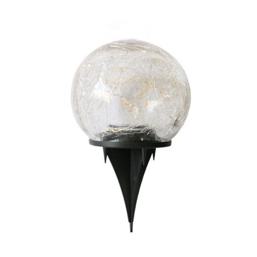 Led Cracked Glass Ball Lamps Solar Garden Light Waterproof Outdoor Court Buried Grass Lamp For Balcony Porch Villa Street Decor