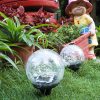 Led Cracked Glass Ball Lamps Solar Garden Light Waterproof Outdoor Court Buried Grass Lamp For Balcony Porch Villa Street Decor