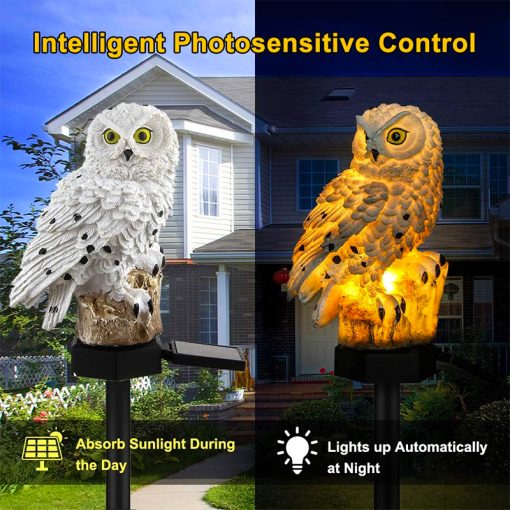 Led Solar Garden Owl Lights Waterproof Animal Outdoor Decor Solar Lawn Stake Lamp For Yard Pathway Patio